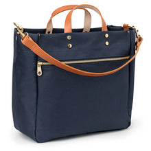 Load image into Gallery viewer, "Codie" Navy Nylon Tote with Leather Accents
