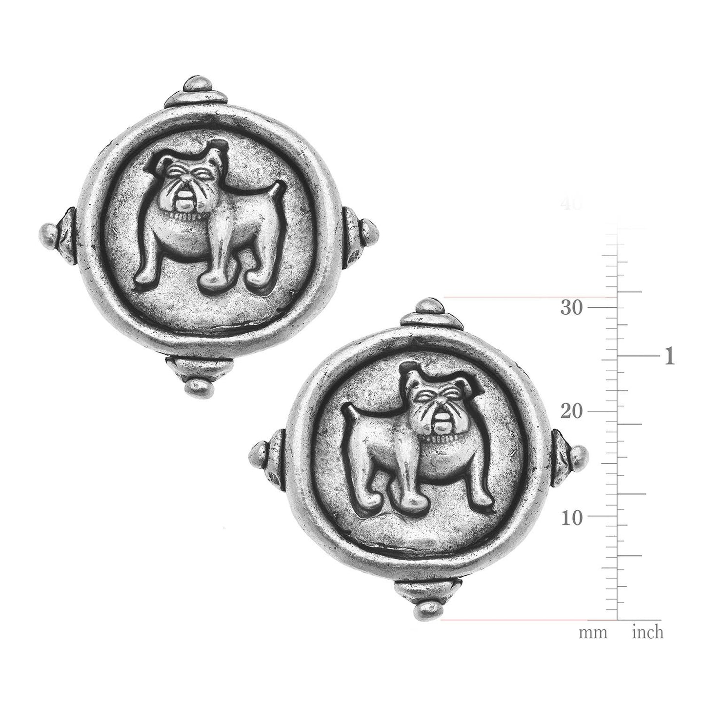 Silver Bulldog Pierced Earrings