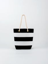 Load image into Gallery viewer, Large Bliss Striped Tote Bag - Black And White
