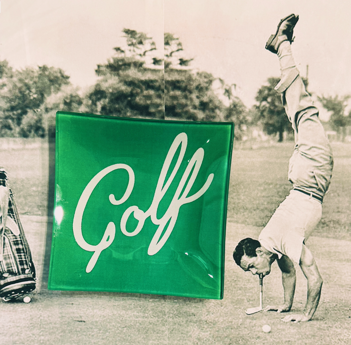 Golf Script Decoupage Glass Tray