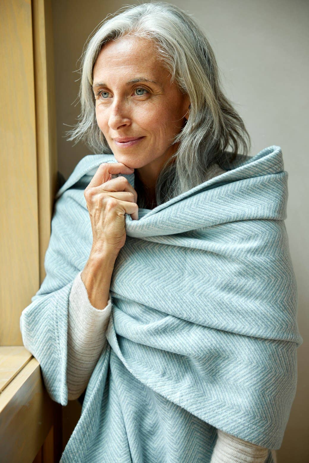 Shawl - Fog Bayside Herringbone