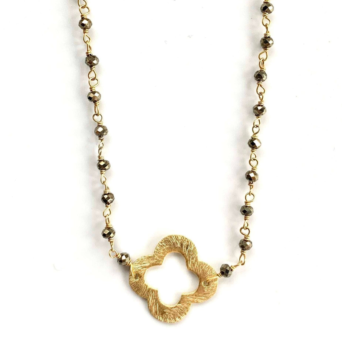 Erin Gray Pyrite + Clover Short Necklace