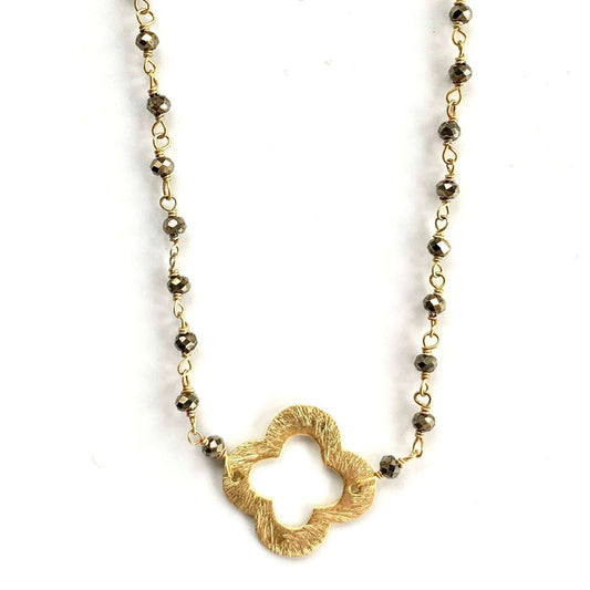 Erin Gray Pyrite + Clover Short Necklace
