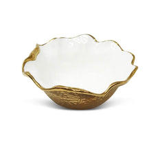 Load image into Gallery viewer, White/Gold Soup Bowls New Bone China Scalloped Edge
