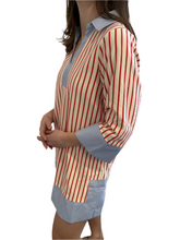 Load image into Gallery viewer, Red Striped Dress with Powder Blue banding
