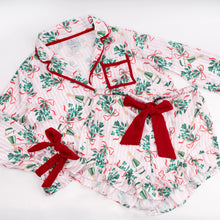 Load image into Gallery viewer, Mistletoast Satin Ruffle Short Pj Set
