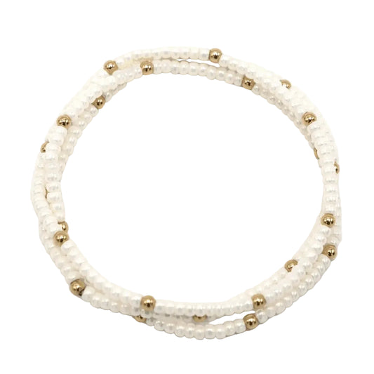 Erin Gray Og Classic Bracelet Stack in Pearl White + Gold Filled