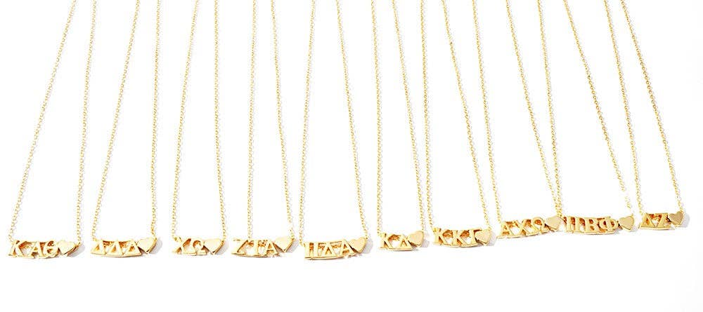Sorority Greek Letters Heart Necklace