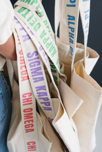 Load image into Gallery viewer, Sorority Strap Canvas Tote Bag
