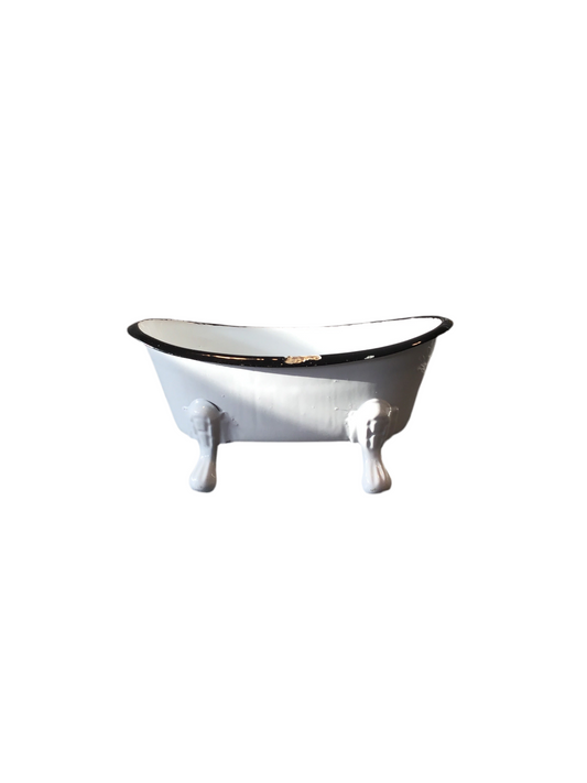 Mini Black & White Enamel Bath Tub