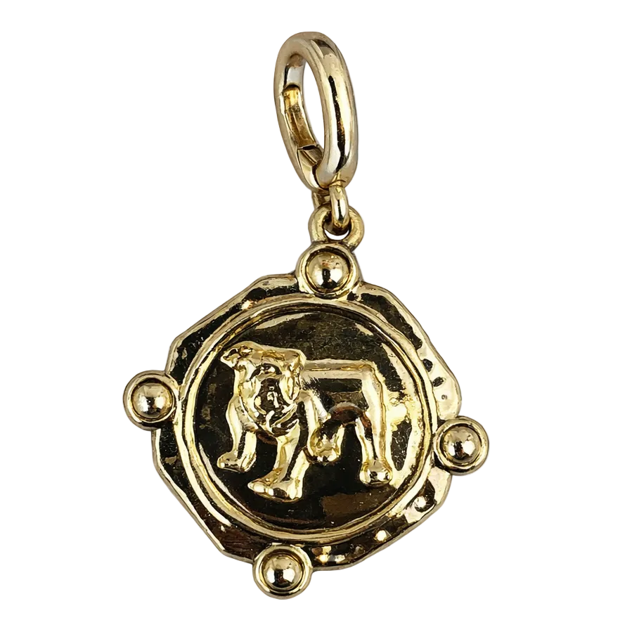 Gold Bulldog Coin Charm