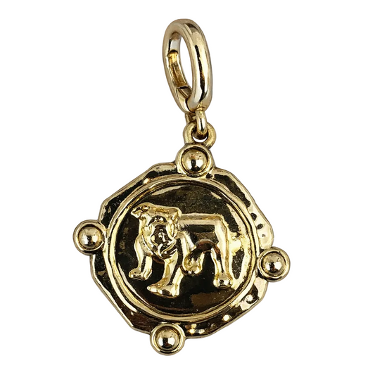 Gold Bulldog Coin Charm