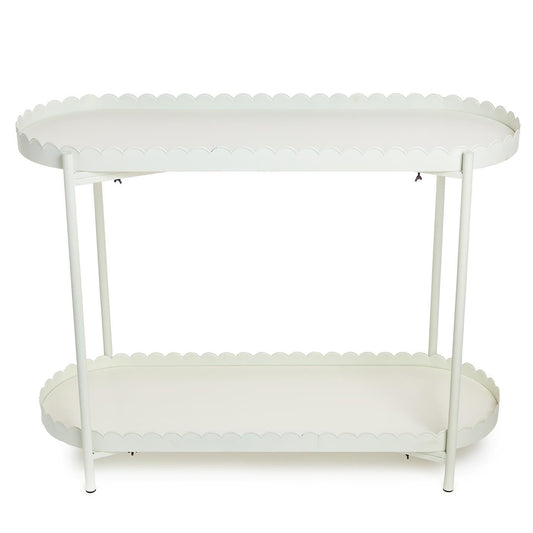 Scalloped Edge Double Shelf Accent Table