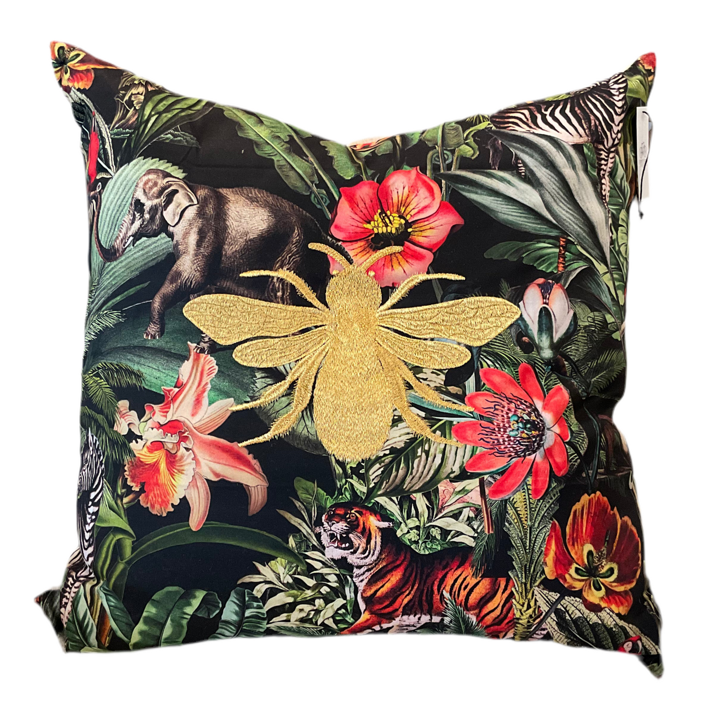 Gold Bee Embroidered Tanzania Pillow