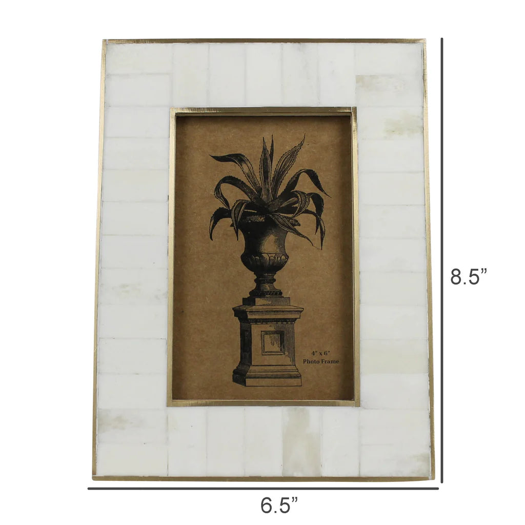 White Frame, Bone with Brass 4x6