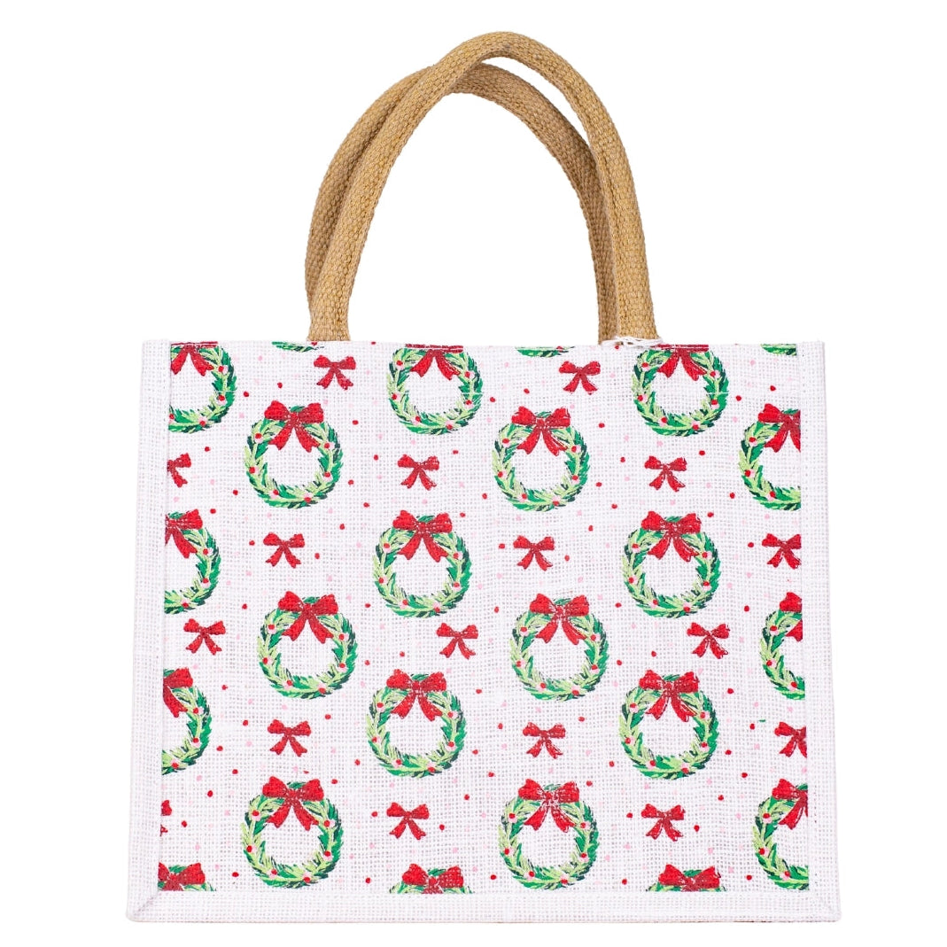 Wreath Jute Tote