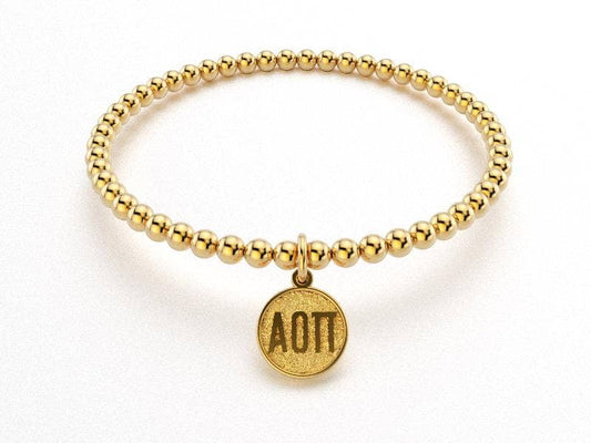 Alpha Omicron Pi Gold Bead Bracelet