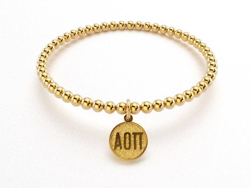 Alpha Omicron Pi Gold Bead Bracelet