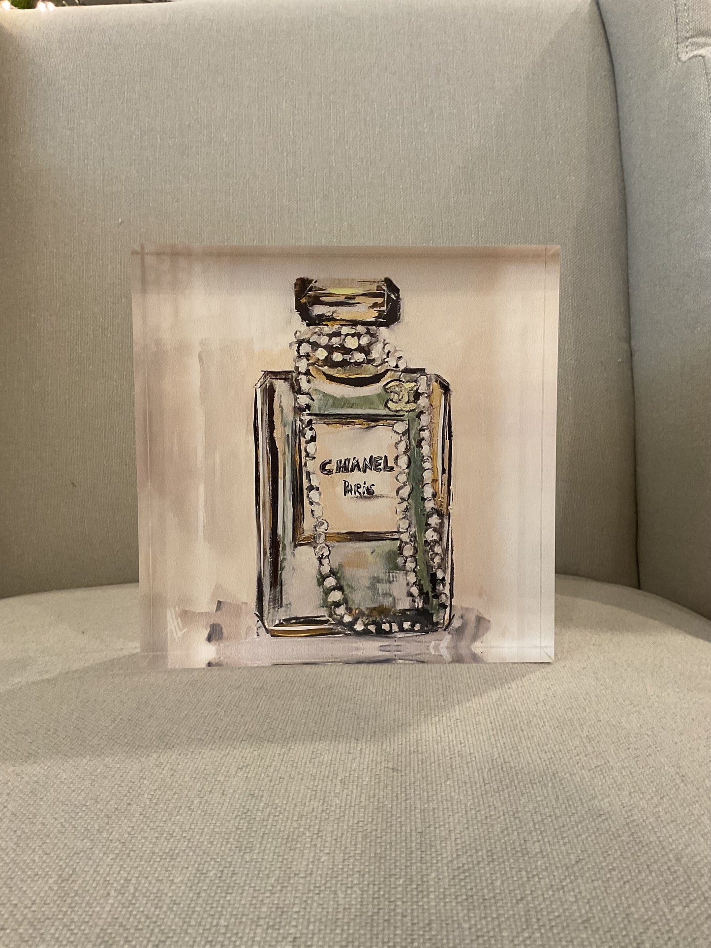 Gold Chanel Bottle Acrylic Bottle