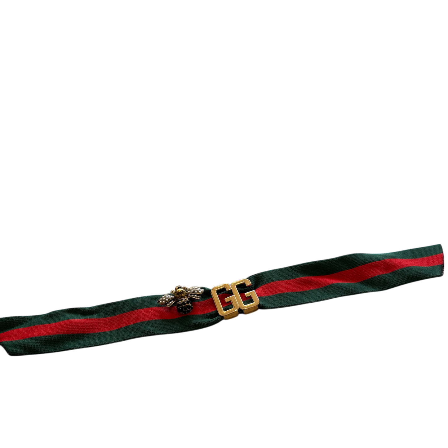 Green and Red Stripe GG Bee Bracelet