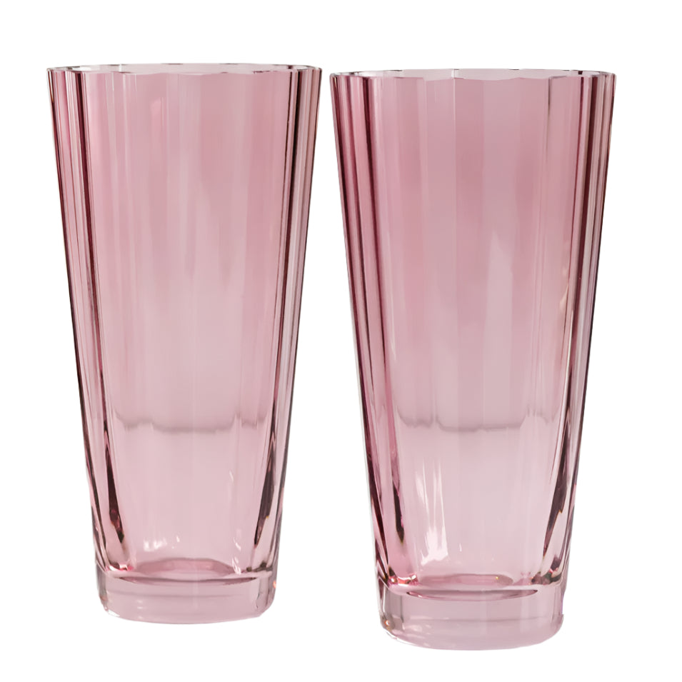 Estelle Colored Glass Rose Sunday High Balls - Set of 2