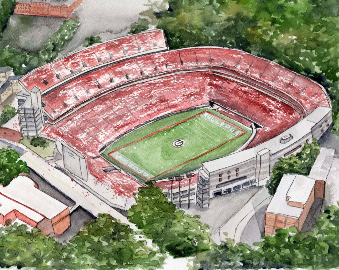 Georgia Stadium Watercolor Print