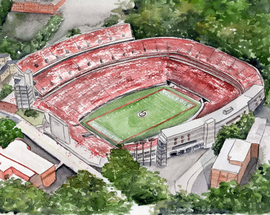 Georgia Stadium Watercolor Print