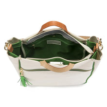 Load image into Gallery viewer, "Parker" Grass Canvas Tote with Leather Accents
