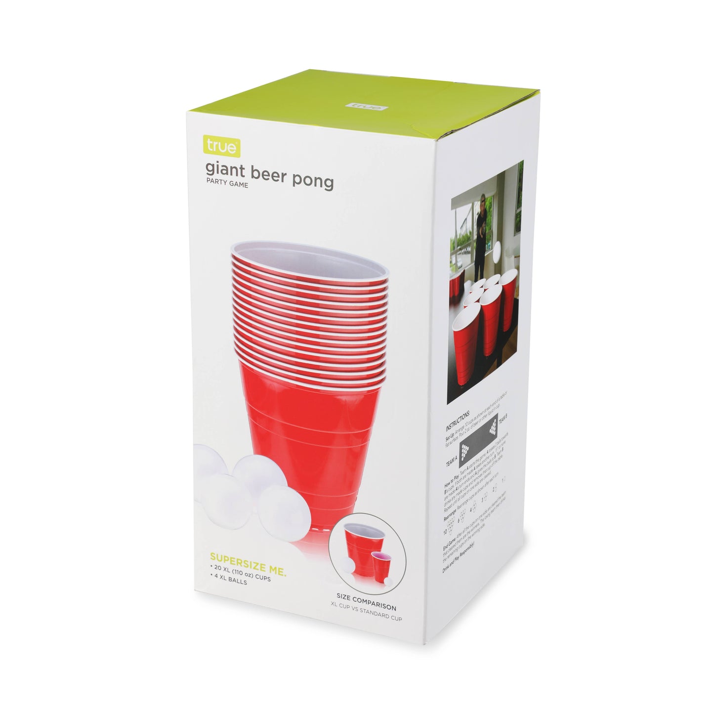 Party Giant Pong Set - Set of 20 XL Cups & 4 XL Balls