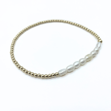 Load image into Gallery viewer, Petite Row Rice Pearl Bracelet with 14k Gold-Filled Beads
