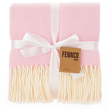 Load image into Gallery viewer, Pink Herringbone Fringed 50x60 Inch Throw Blanket
