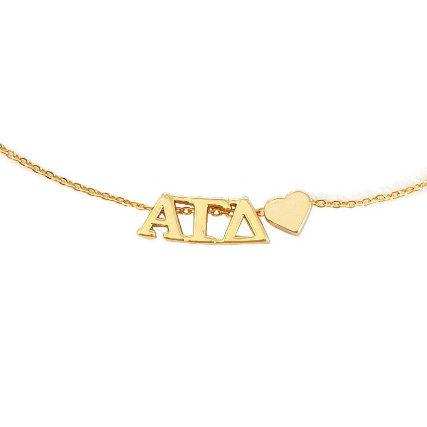 Sorority Greek Letters Heart Necklace