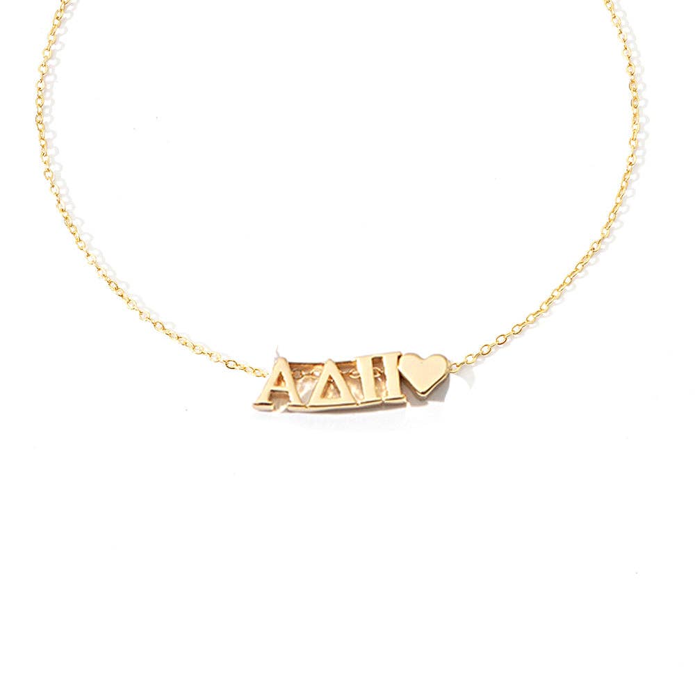 Sorority Greek Letters Heart Necklace