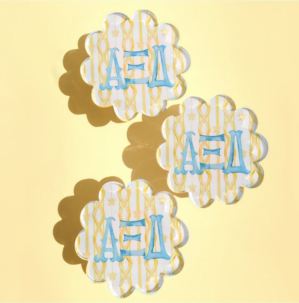 Sorority Scalloped Acrylic Coasters