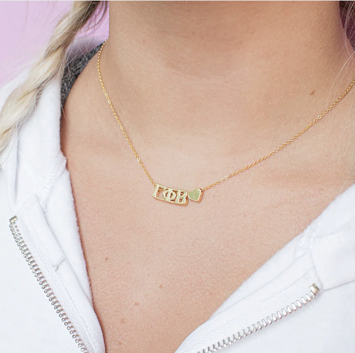Sorority Greek Letters Heart Necklace