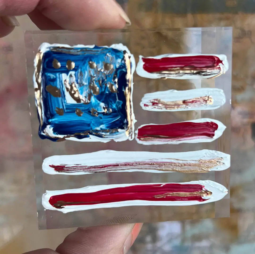 American Flag Lucite Block