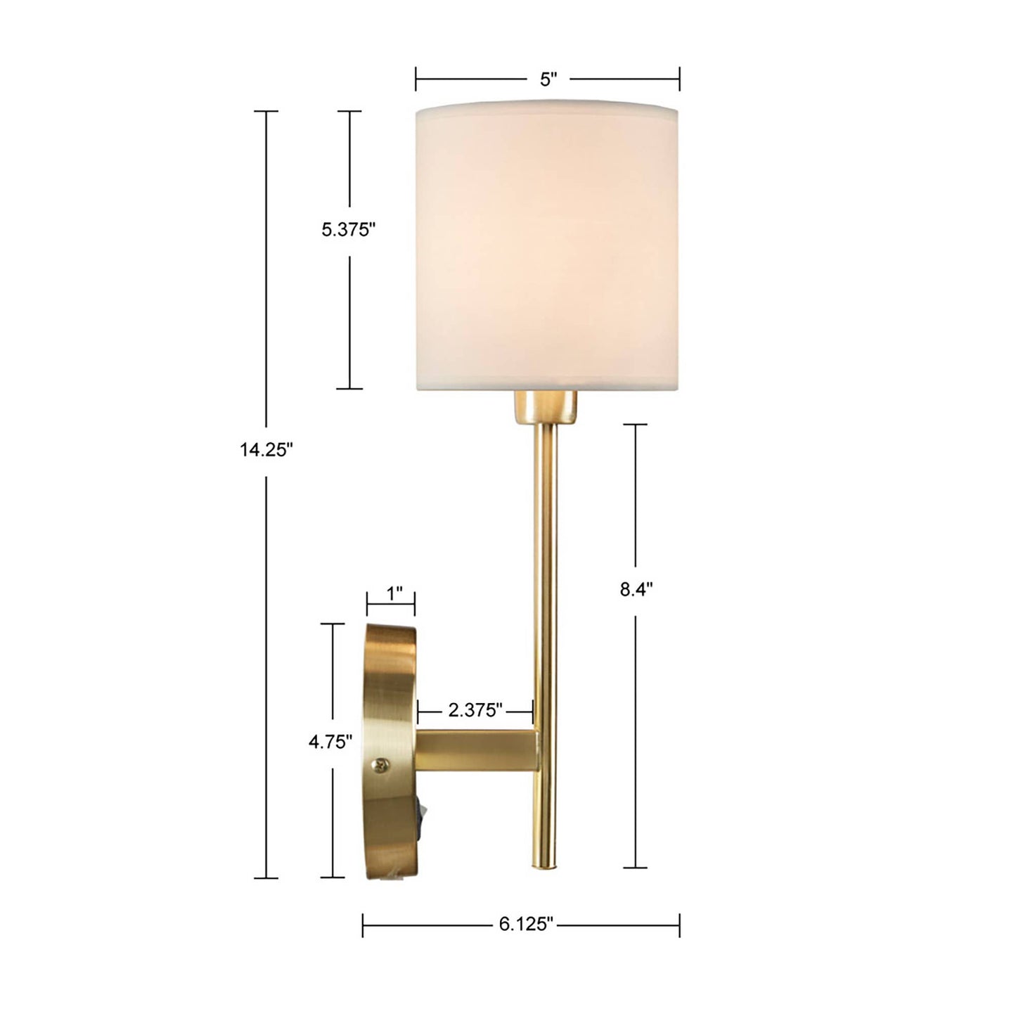 [Set of 2] Wall Light Sconce, Gold Base