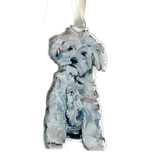 Acrylic Ornament: Maltipoo White