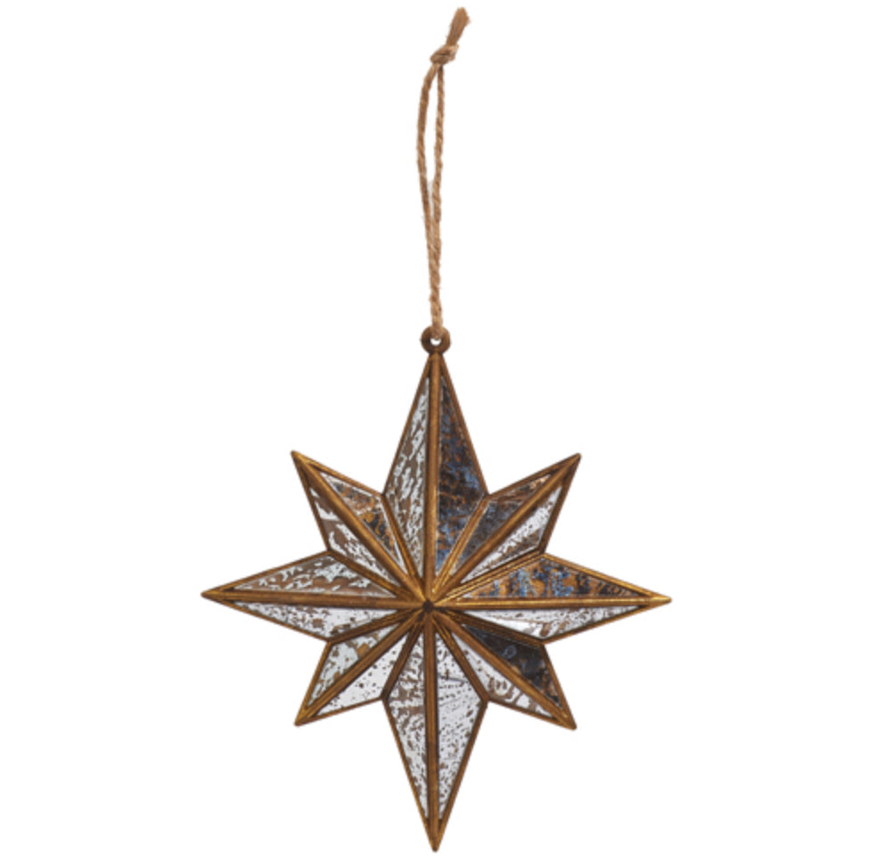 Distressed Mirrored Star Ornament