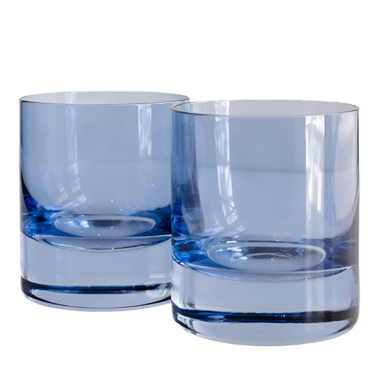 Estelle Colored Glass Cobalt Blue Rocks Glass Set of 2