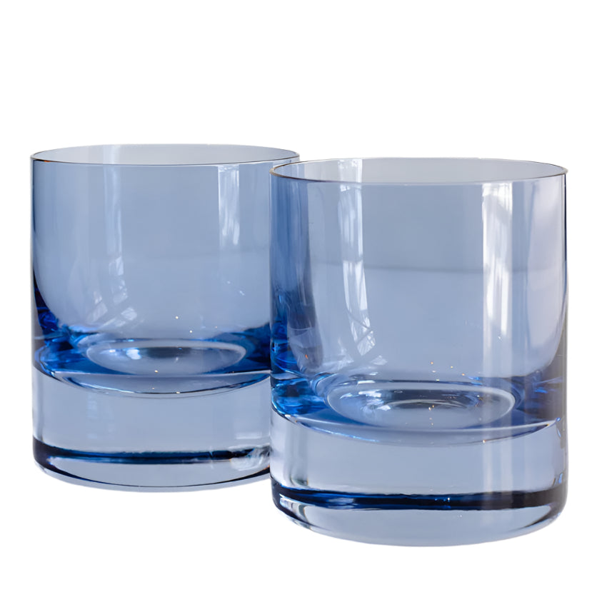 Estelle Colored Glass Cobalt Blue Rocks Glass Set of Two