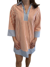 Load image into Gallery viewer, Red Striped Dress with Powder Blue banding
