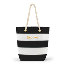 Load image into Gallery viewer, Large Bliss Striped Tote Bag - Black And White
