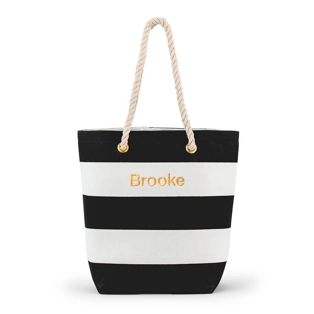 Large Bliss Striped Tote Bag - Black And White