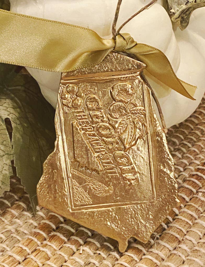 State of Georgia Gold Gilded Christmas Ornament