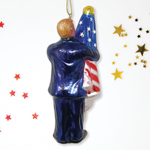 Load image into Gallery viewer, Donald Trump Kissing the American Flag Glass Ornament
