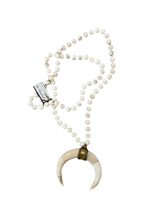 White Crescent Beaded Necklace