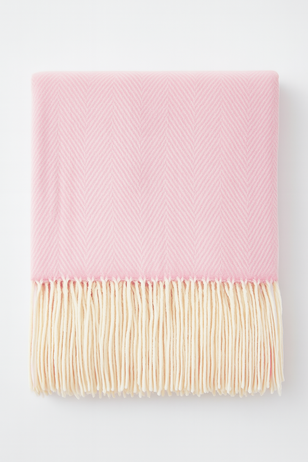 Pink Herringbone Fringed 50x60 Inch Throw Blanket