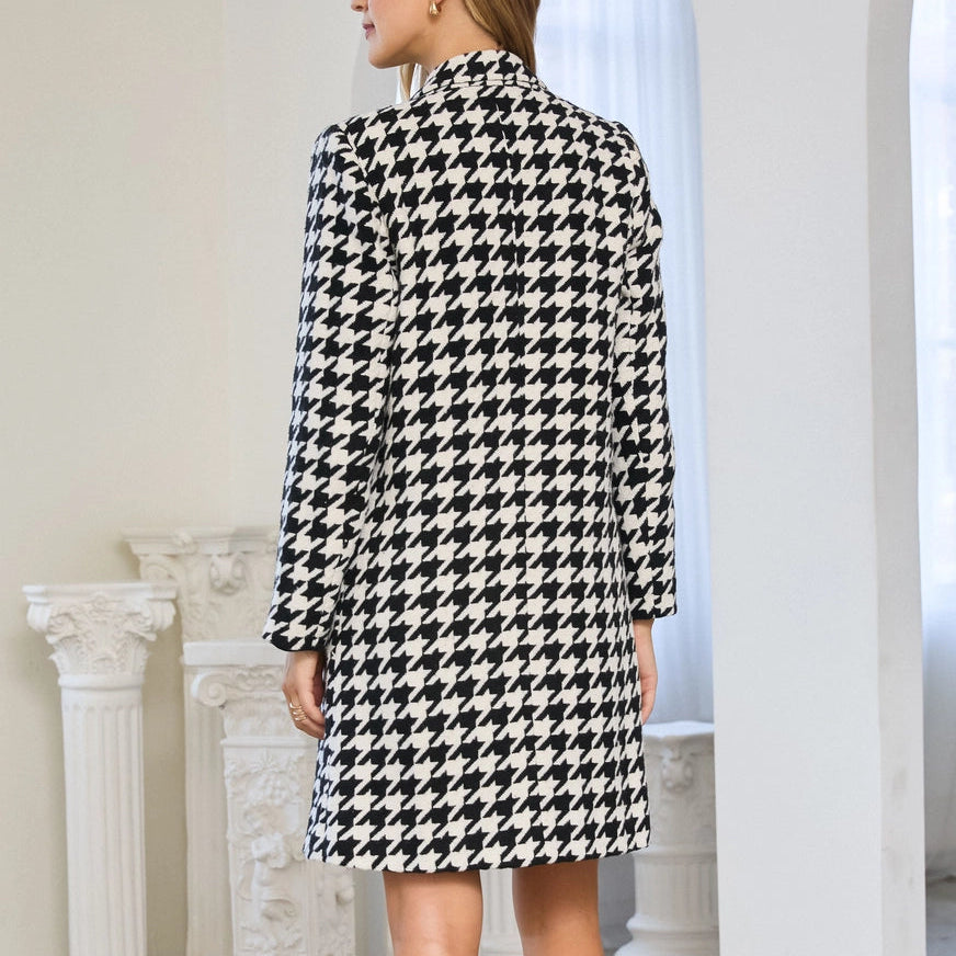 Black and White Houndstooth Coat
