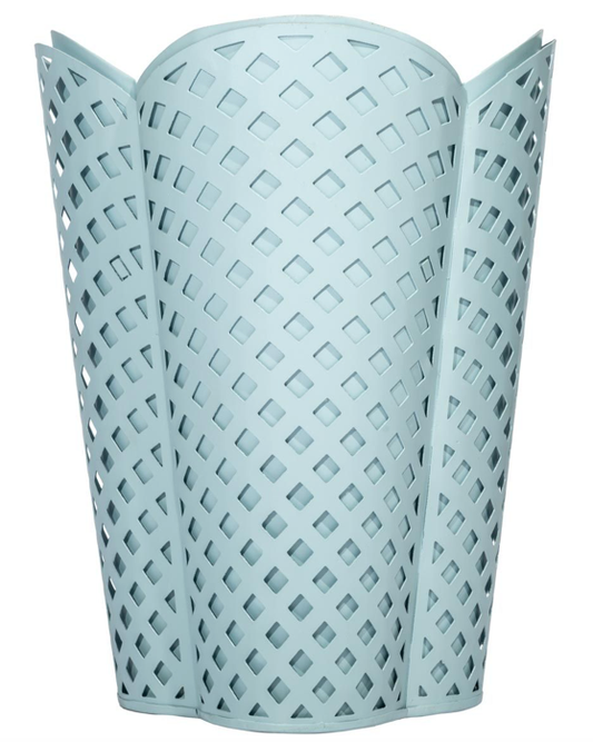LATTICE SCALLOPED WASTEPAPER BASKET (PALE BLUE)